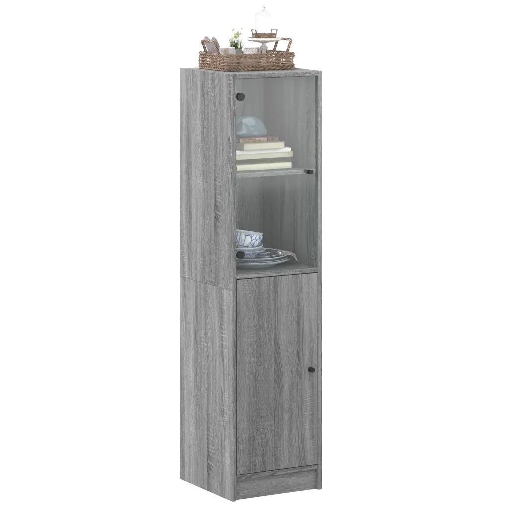 Credenza con Anta in Vetro Grigio Sonoma 35x37x142 cm 836446