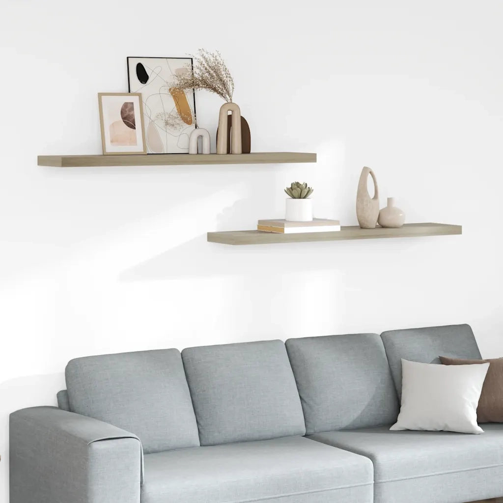Scaffali a Parete 2 pz Rovere 120x23,5x3,8 cm in MDF cod mxl 33585