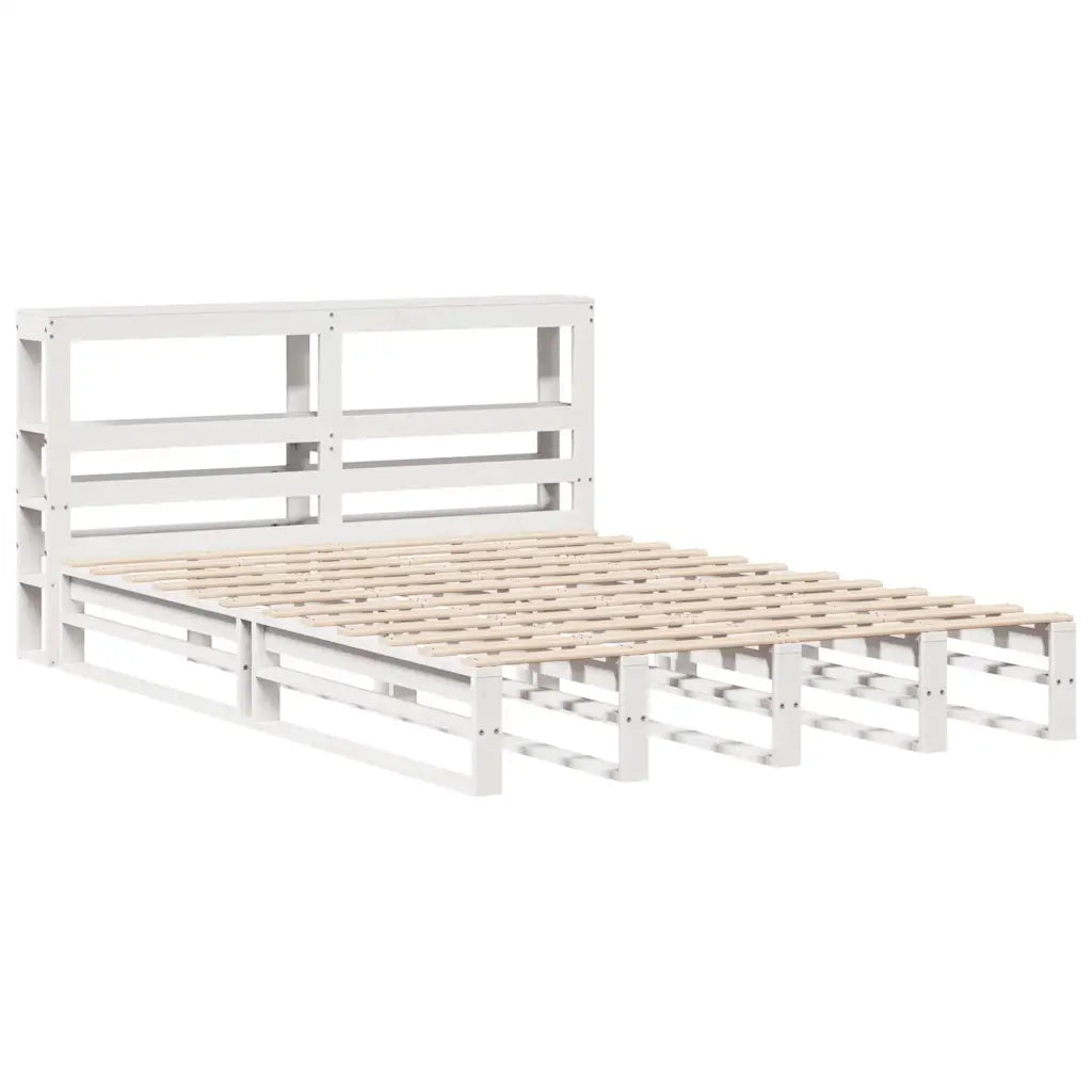 vidaXL Giroletto con Testiera Bianco 120x200 cm Legno Massello di Pino