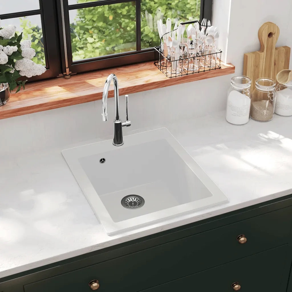 Lavandino Cucina Granito 1 Lavello ad Incasso Bianco CFW2924247