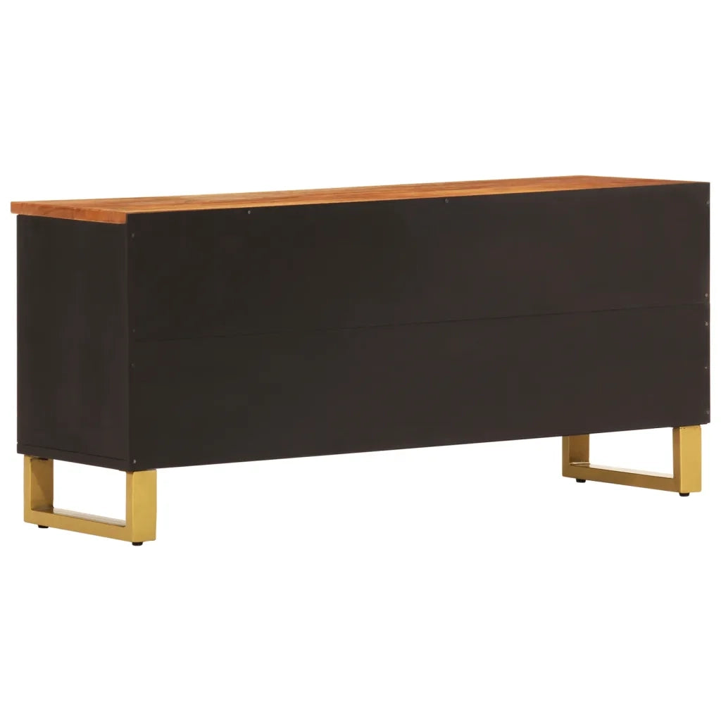Mobile Porta TV-Mobile per TV-Credenza TV Marrone e Nero 100x33,5x46 cm in Legno di Mango 179563
