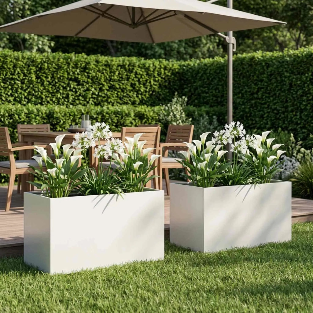 Vaso da giardino 2 pz Bianco 100 x 50 x 50 cm 8005277
