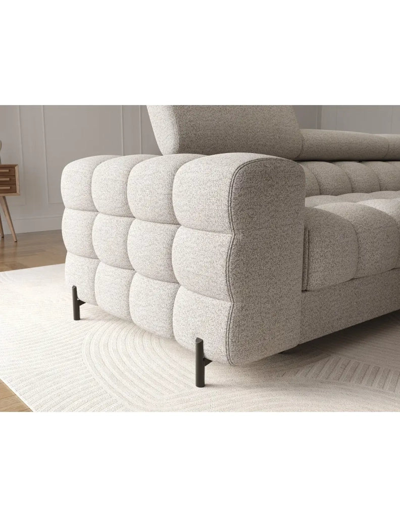 Divano angolare destro convertibile Beige mélange stile contemporaneo 285x99x181cm FILTRO