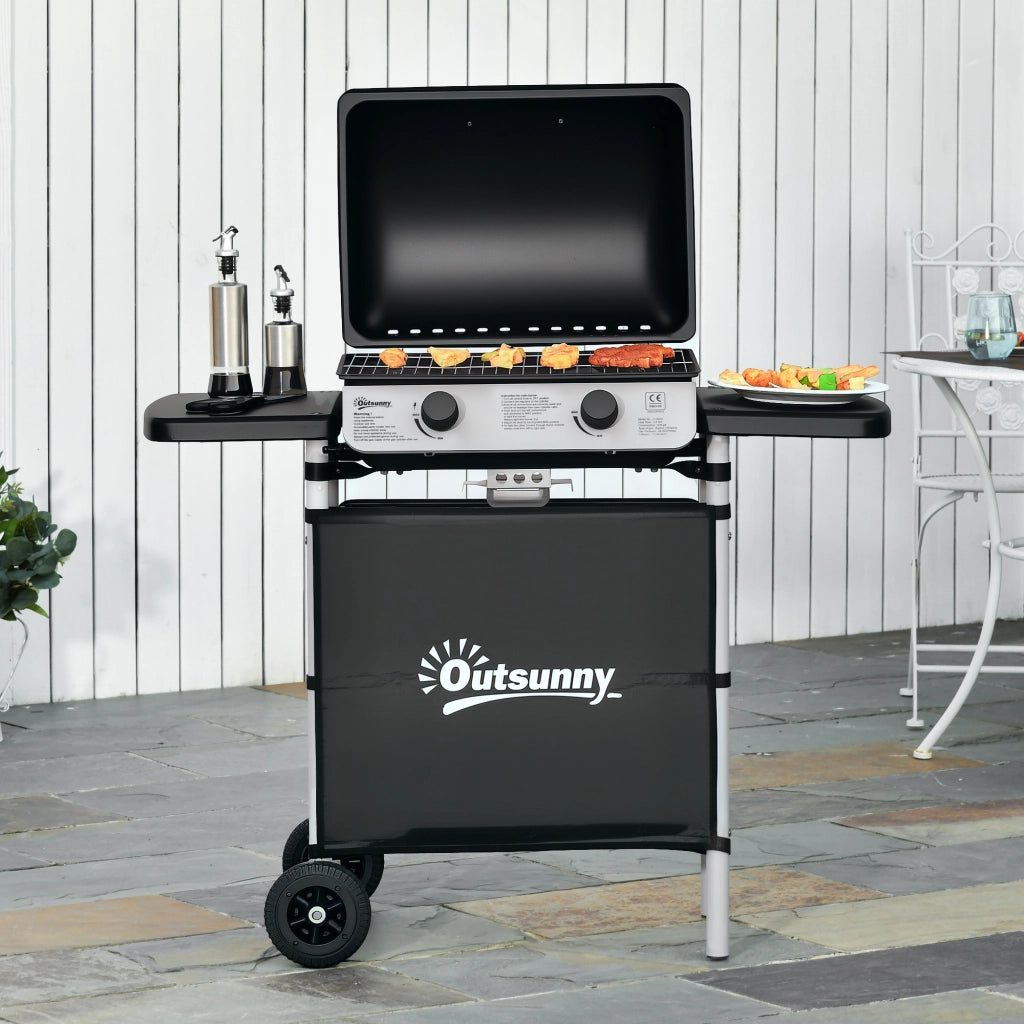 Barbecue a Gas 2 Bruciatori ¨C Xylo ¨C Acciaio Inossidabile Nero 104x49x99cm
