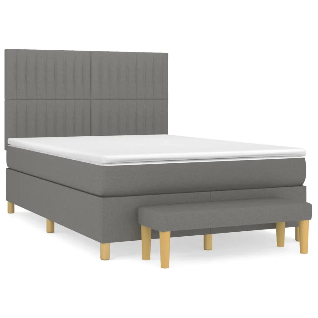 Giroletto a Molle con Materasso Grigio Scuro 140x200cm Tessuto