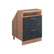 Mobile sottotetto Rion Calce nera/Rovere dorato 60 x 83.8 cm con 2 cassetti, carcassa 60 cm profondità Vicco