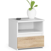 Comodino AKORD CL1 Bianca 40 cm 1 cassetto inserto frontale Sonoma Quercia 40x35x40 cm