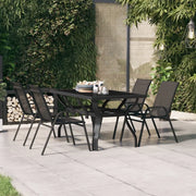 Tavolo da Giardino Nero 140x70x70 cm in Acciaio e Vetro 318768