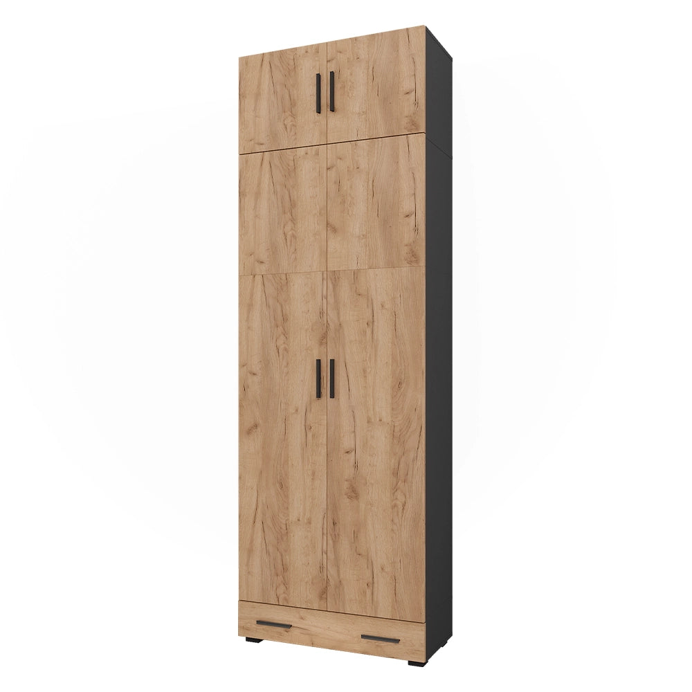 Vicco Scaffale per file Antracite/quercia dorata 80 x 241.2 cm con piano superiore e modulo cassetto