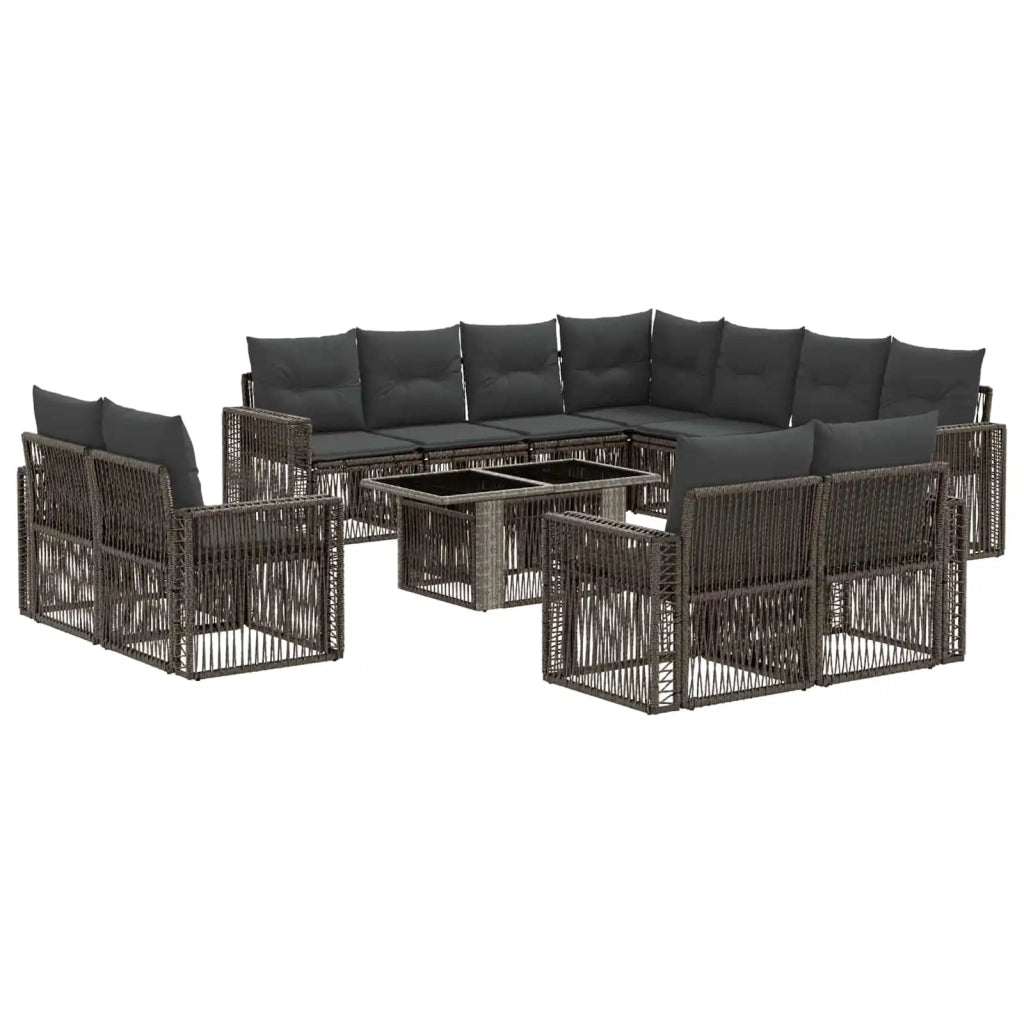 Set Divano da Giardino 12 pz Grigio e Grigio Scuro polyrattan 3436871