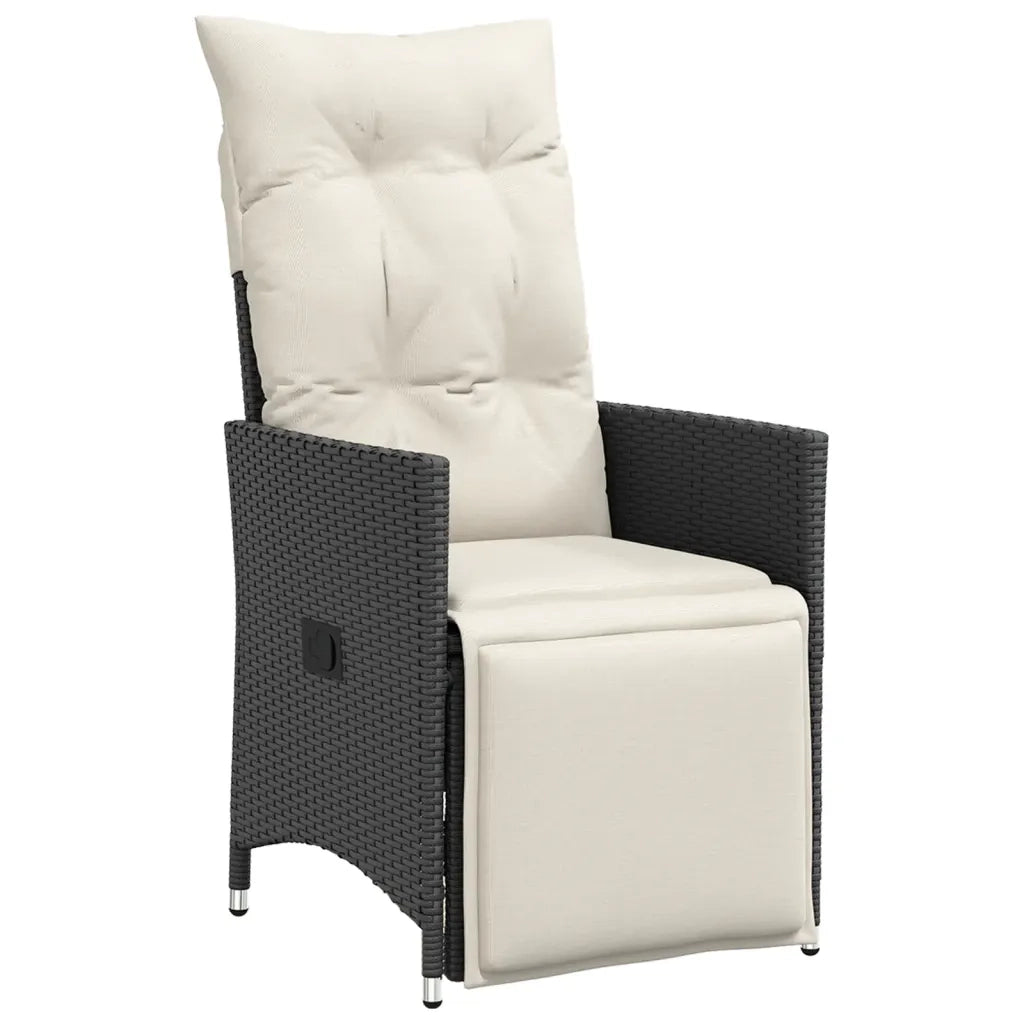 Set da Pranzo da Giardino 5 pz Nero con Cuscini in Polyrattan 3276681