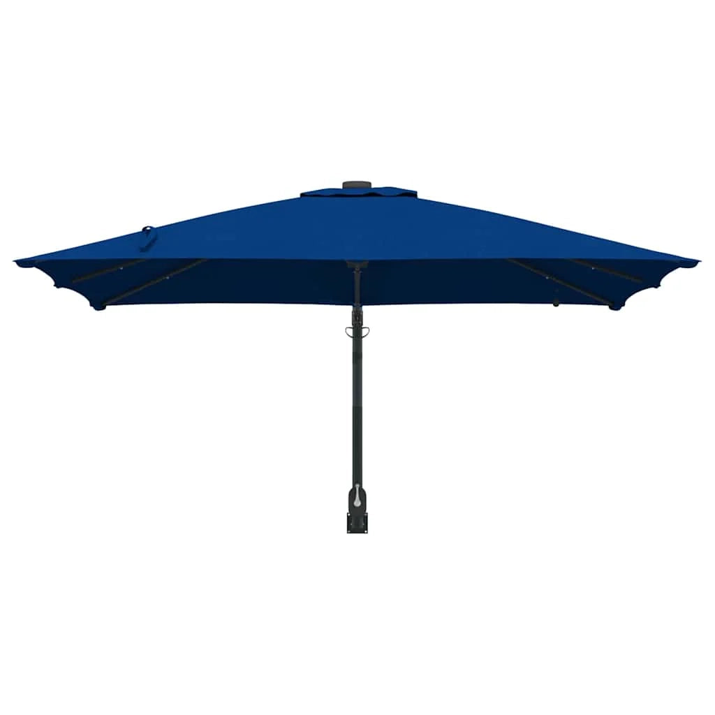Ombrellone da giardino moderno basculante 248,5 x 247,5 x 160 cm con illuminazione LED ecologica in poliestere azzurro 02_0058657
