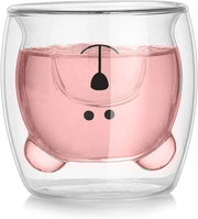 Tazza da caffè 250 ml - Doppio strato - Disegno orso - Resistente al calore - Regalo per San Valentino - Design creativo - Bicchiere