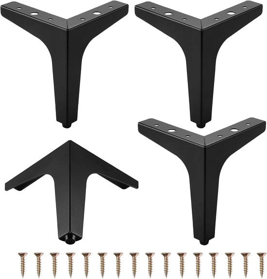Piedini metallici per divani e poltrone con viti - Set di piedini a forma di triangolo per armadi, divani, sedie e tavoli da salotto - 5 pollici (13 cm)