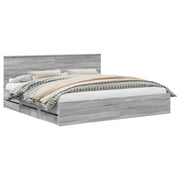 Letto matrimoniale | Letto per adulti | Struttura del letto con cassetto Grigio Sonoma 200 x 200 cm