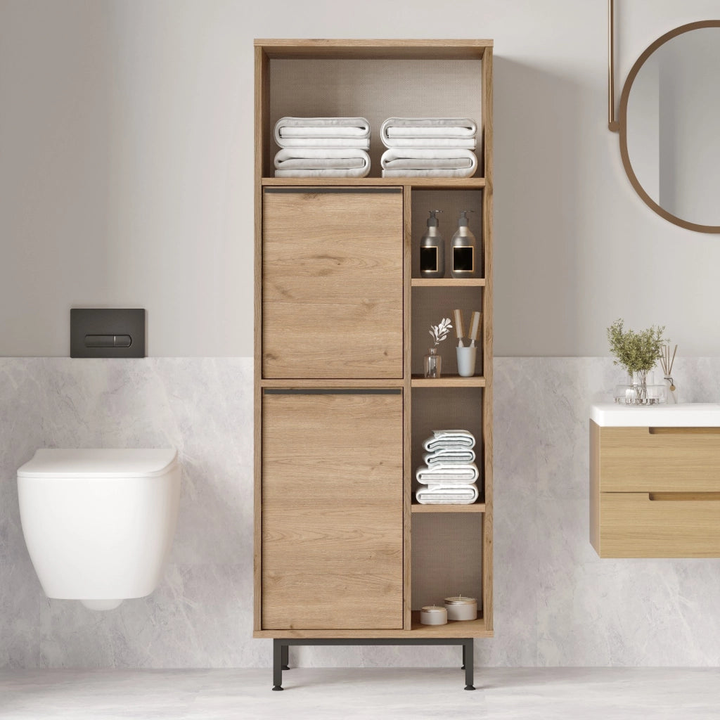 Mobile da bagno in legno "ON10C" - 60 x 46 x 161 cm - Marrone