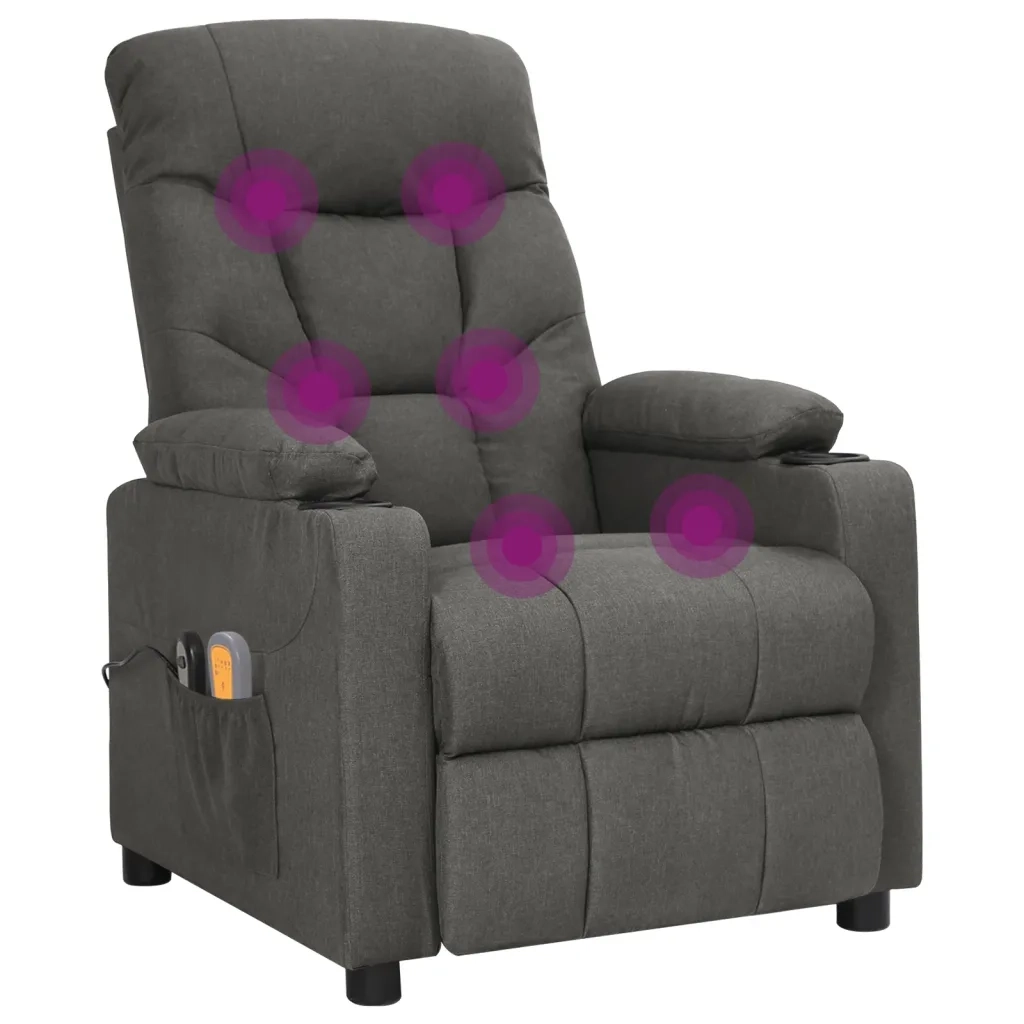 Poltrona Massaggiante Elettrica Grigio Scuro in Tessuto 3098828