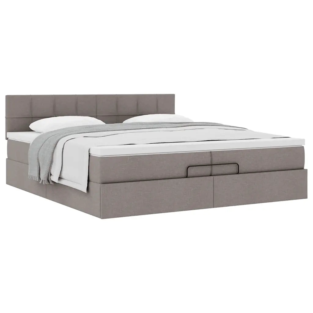 vidaXL Struttura Letto Pouf con Materasso Tortora 200x200 cm Tessuto