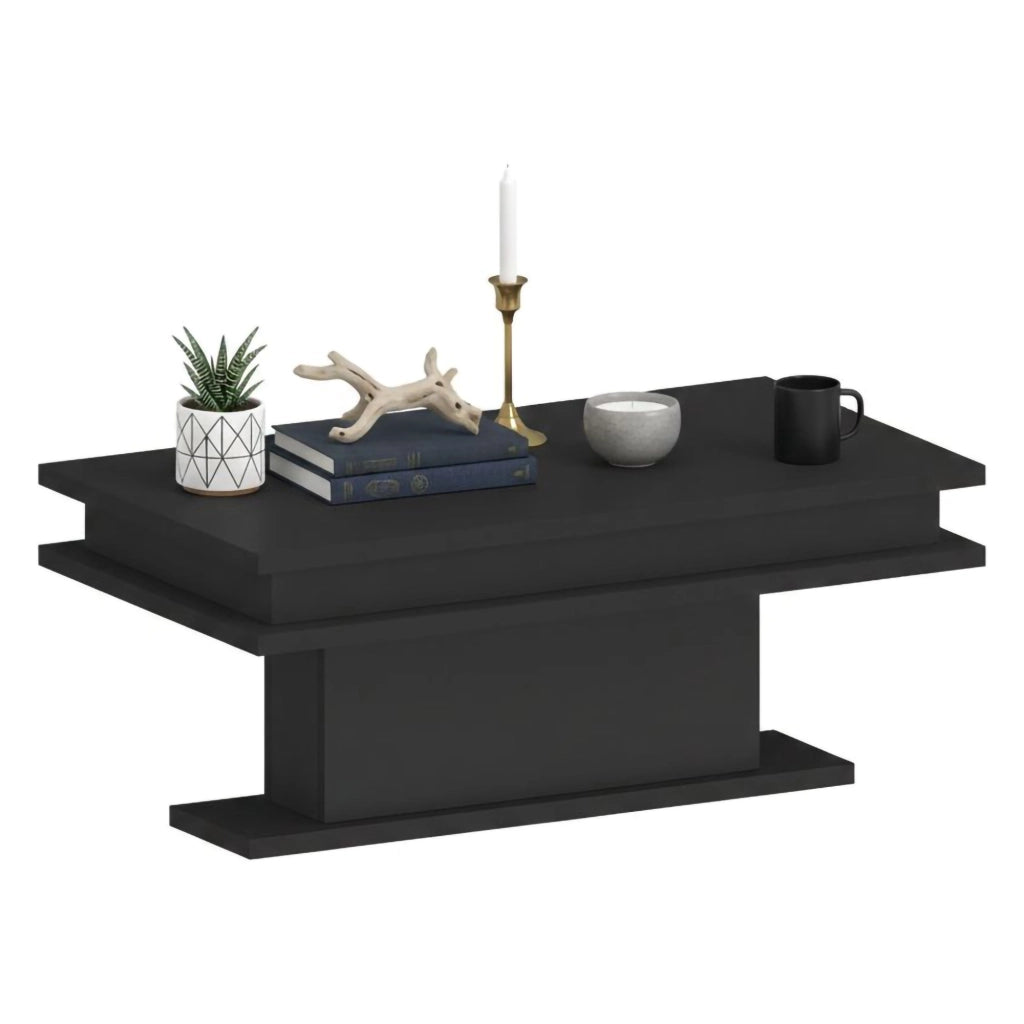 Tavolino da salotto Iside, Tavolino soggiorno, Mobile portaoggetti basso, Tavolino da caffÒ¨, 100x55h42 cm, Antracite