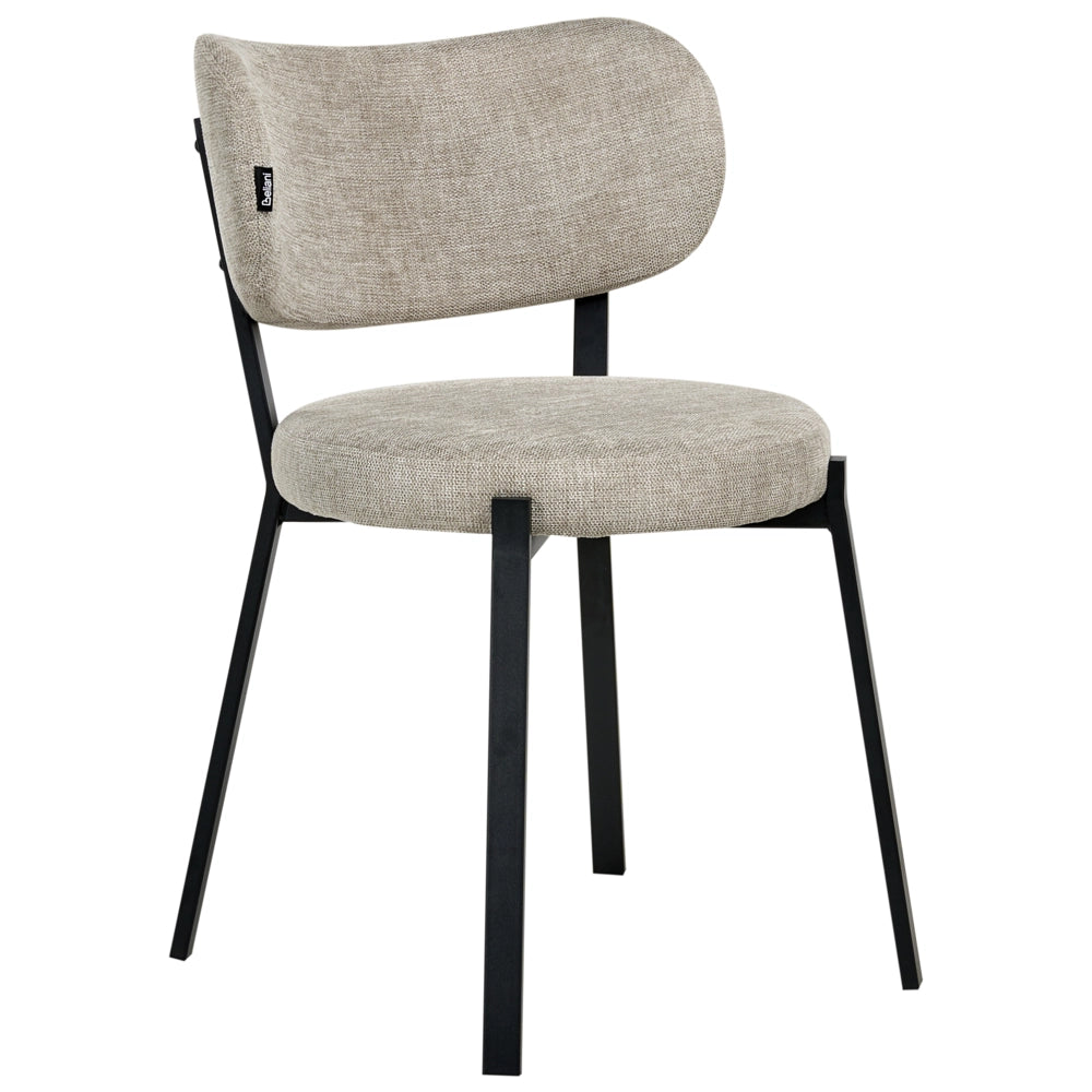 Set di 2 sedie da pranzo in tessuto Seduta imbottita Gambe in ferro beige stile elegante