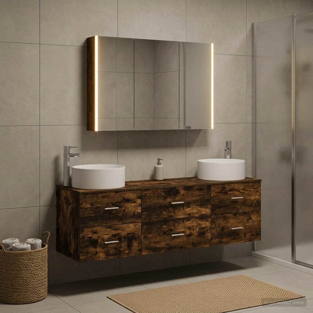 Set di mobili per il bagno 4 pcs Rovere Fumo 3407067