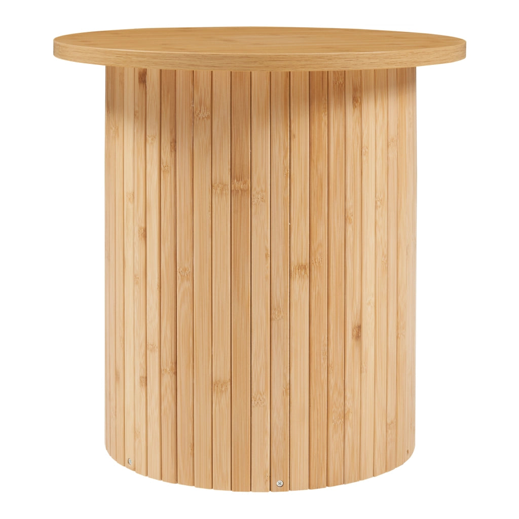 Tavolino da Caffè Rotondo Ledepid 40 x Ø40 cm con Piano Sporgente  - Naturale [en.casa]