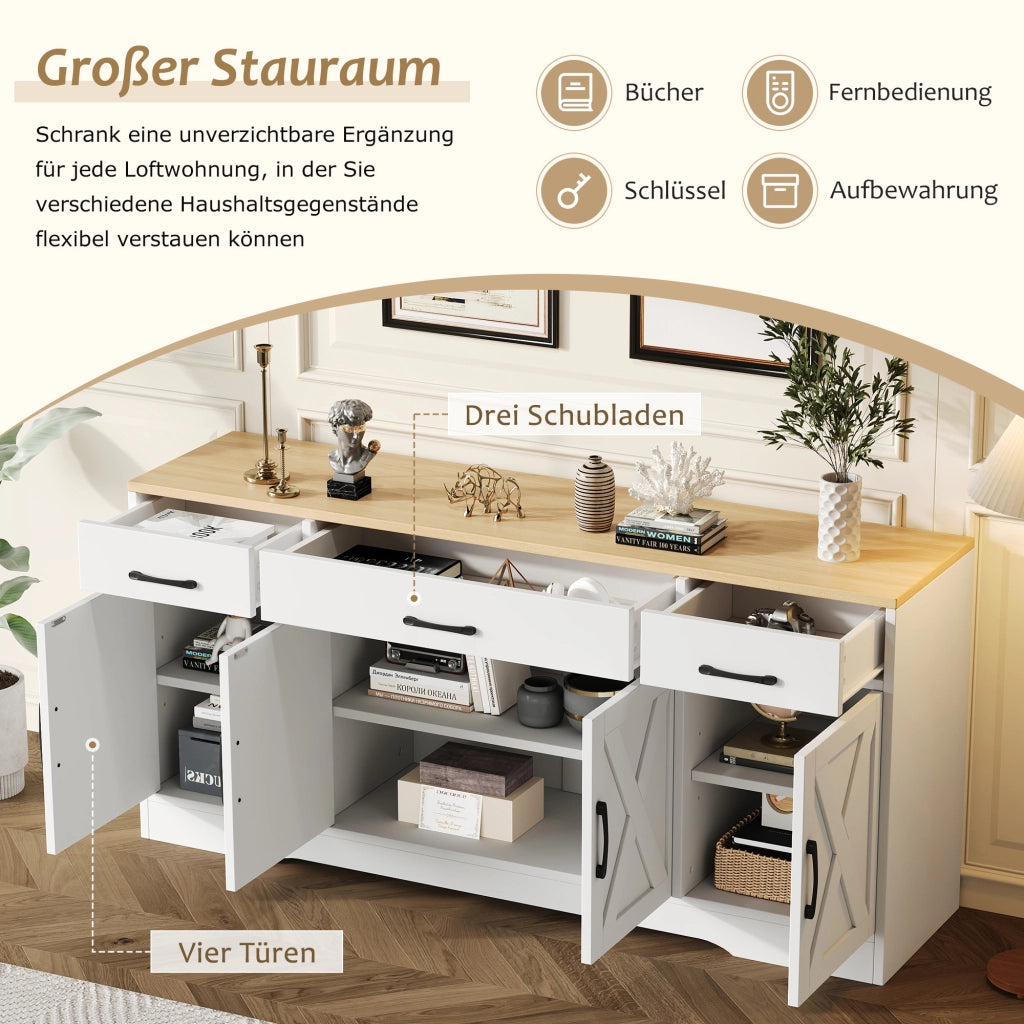 CREDENZA 160x37x75 cm MDF Bianca