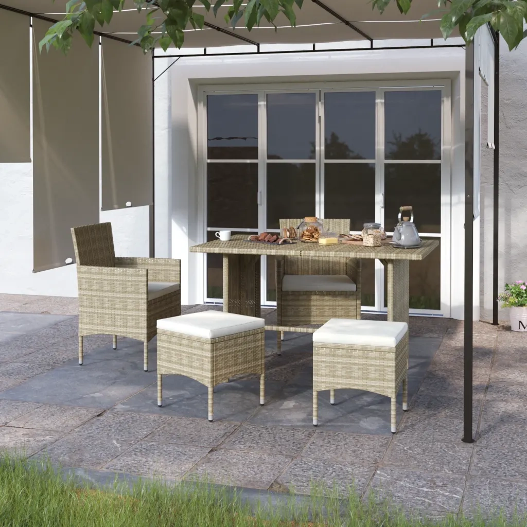 Set Sedie da Giardino con Poggiapiedi 4 pz | Sedie da Esterno in Polyrattan Beige