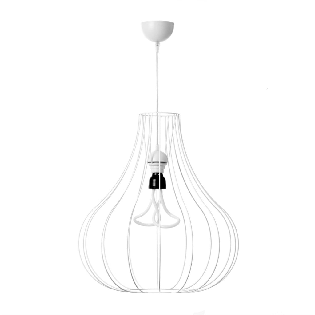 Lampada a sospensione Leonie in metallo bianco