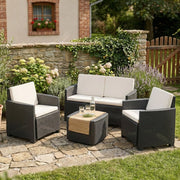 Salottino Outdoor Bacco, set Salotto da Esterno 4 Posti Made in Italy, Nero Antracite