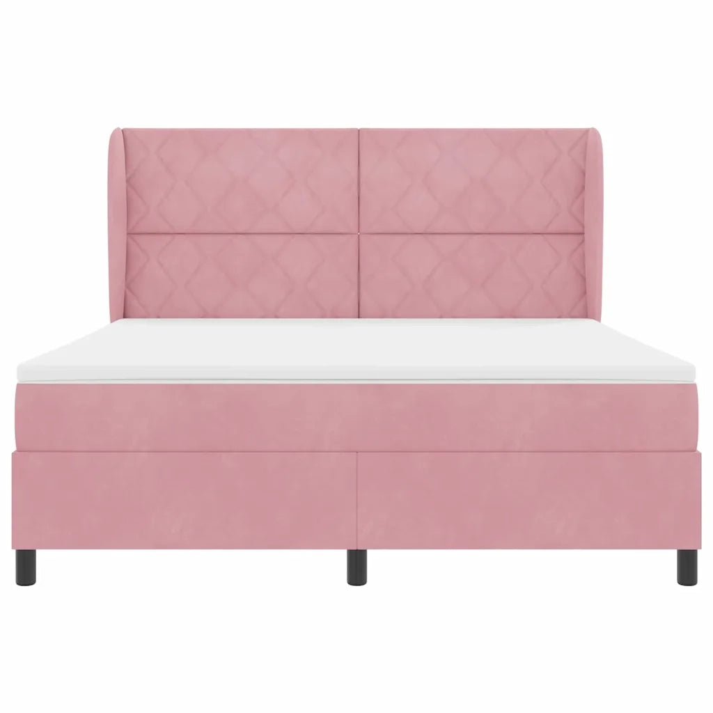 Letto a molle con materasso Rosa 200 x 180 cm Velluto 3340999