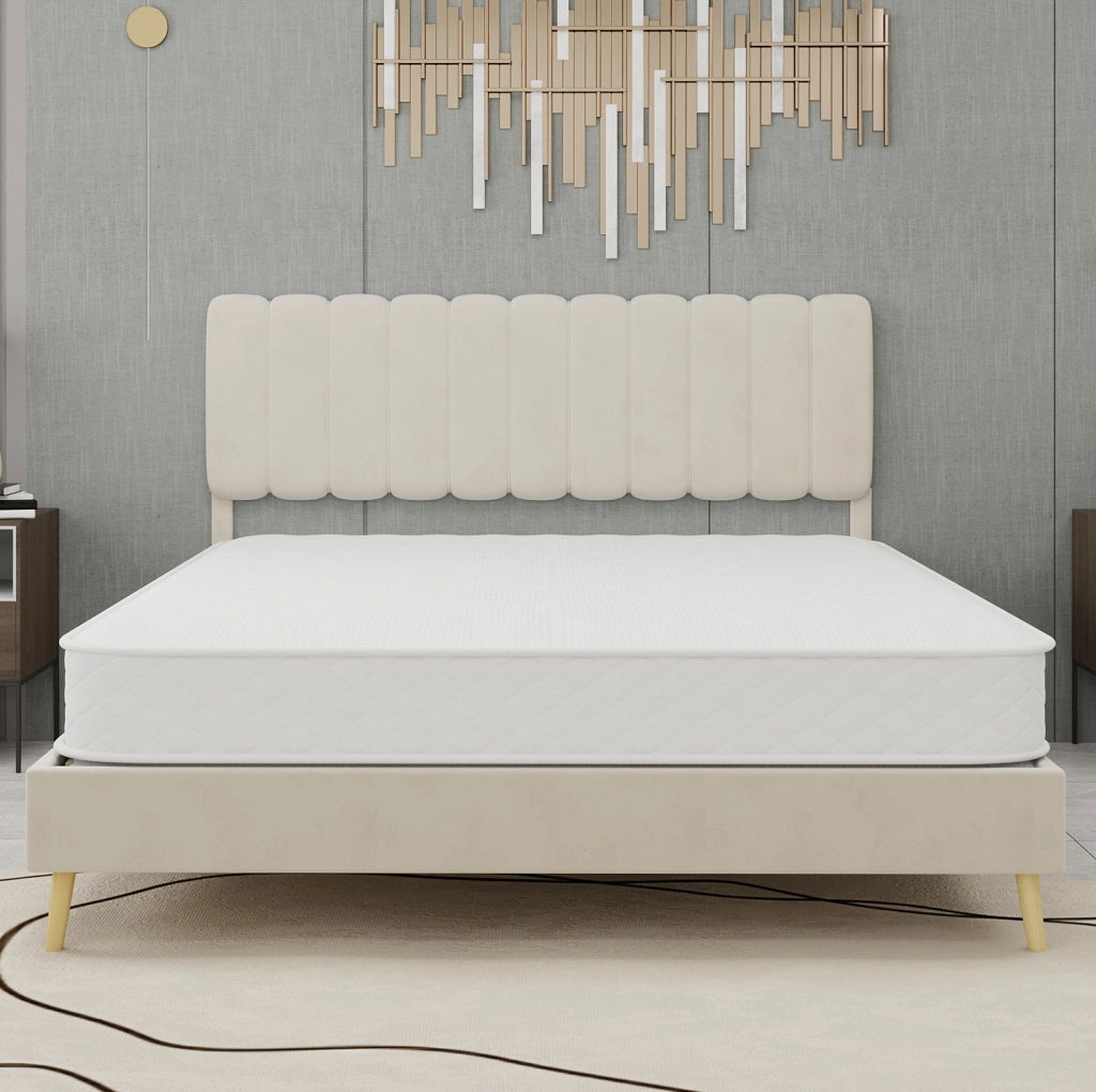 Materasso a molle insacchettate con memory foam e tessuto 3D bianco