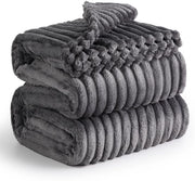 Cozy deken 220x240 - deken di casa, deken di piuma e deken di pile, deken per divano, morbido, caldo, deken di corduroy grande per decorazione di camera, deken di casa e deken di stanza, grande deken, grigio scuro, 220 x 240 cm