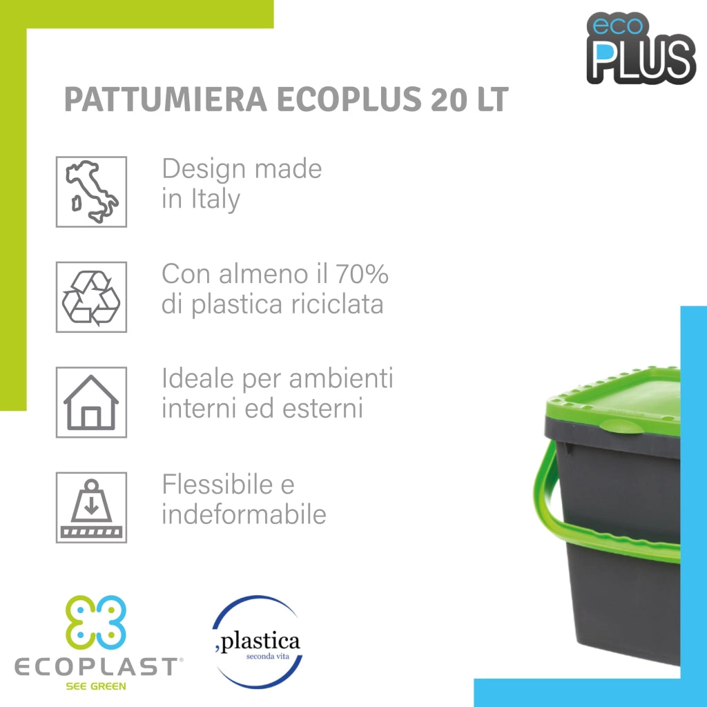 Pattumiera per Raccolta Differenziata Ecoplast 20 lt 34 x 34 x 34 cm