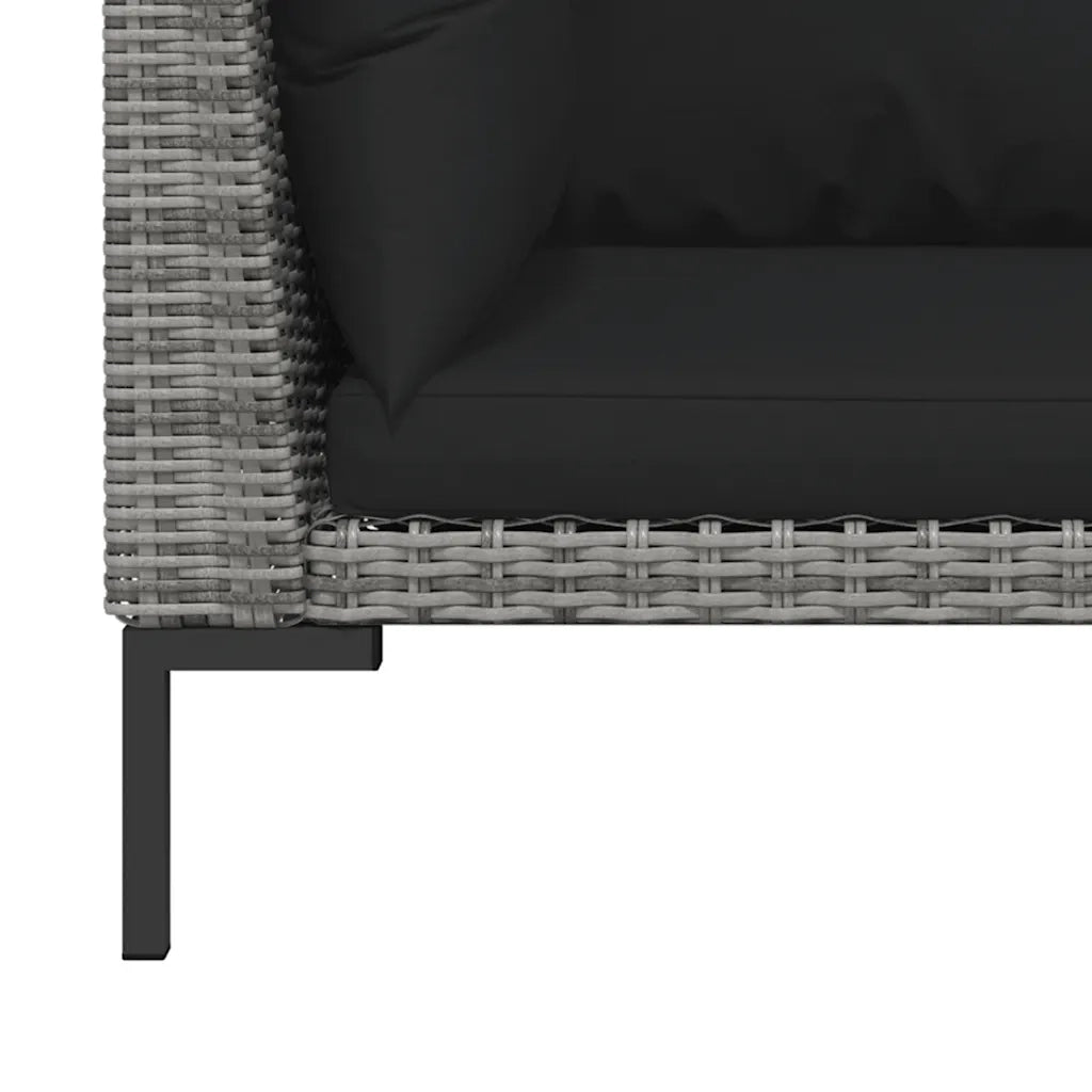 Set Divani da Giardino 3 pz Grigio Scuro Polyrattan Mezzo Tondo 318607