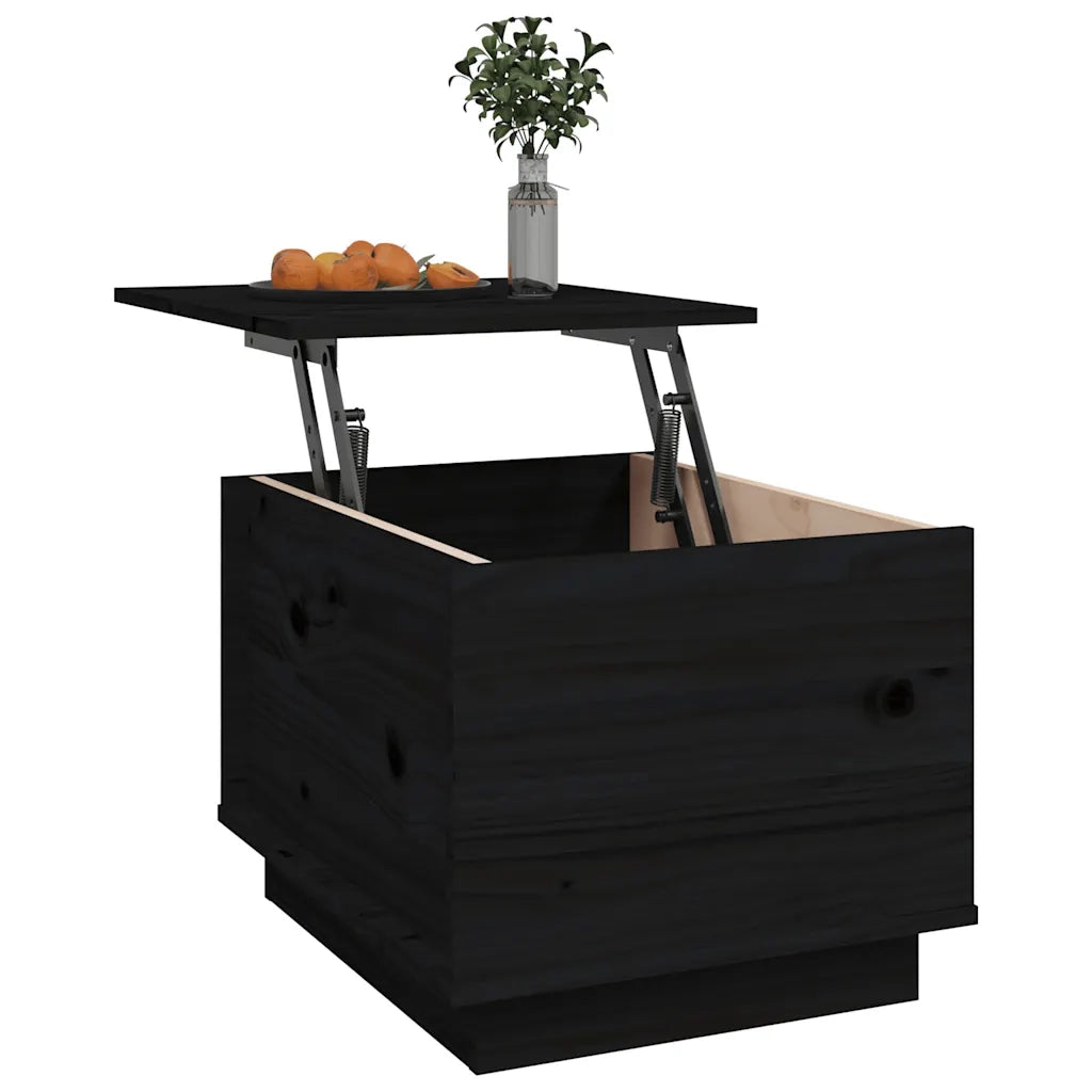 Tavolino da Salotto Nero 40x50x35 cm Legno Massello di Pino 813414