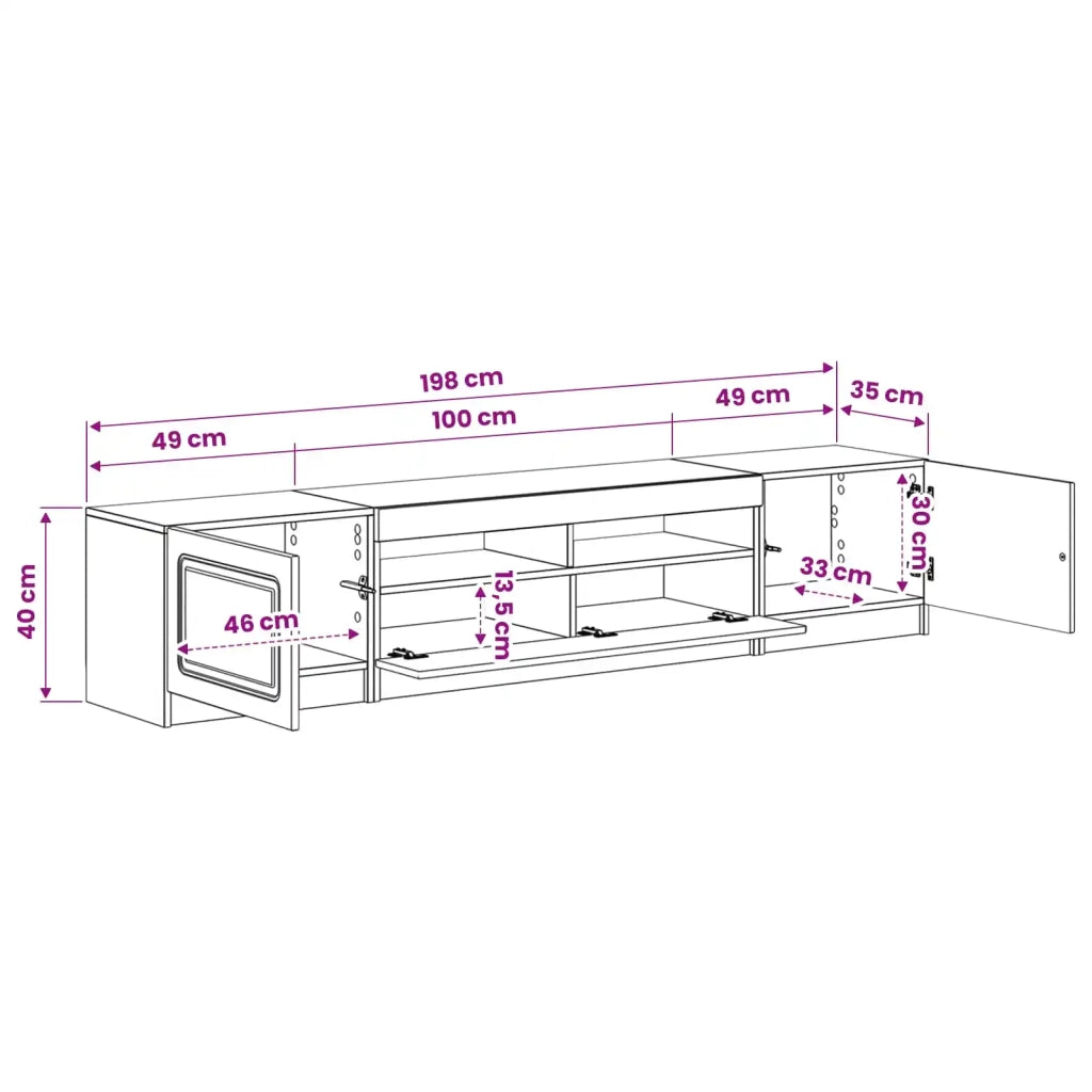 Mobile TV LED a 5 pezzi Rovere Sonoma Legno ingegnerizzato 3417001