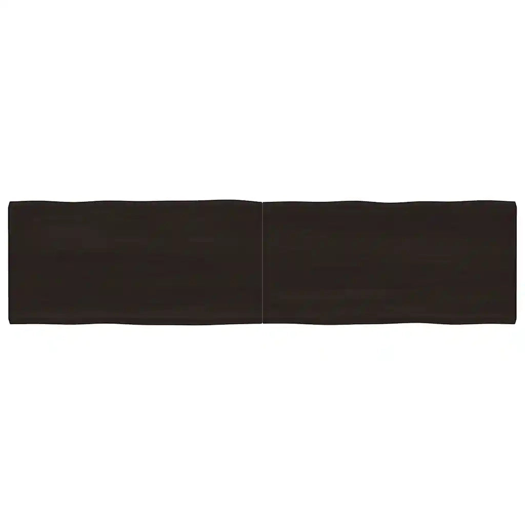 Piano Tavolo Marrone Scuro 200x50x(2-6) cm Rovere Non Trattato
