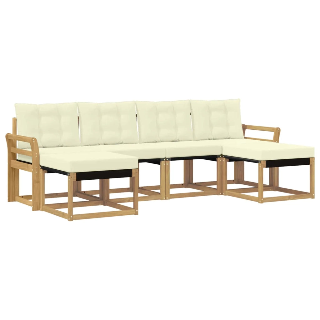 Set di divani da esterno con cuscino 6 pcs Bianco e Crema 3389740