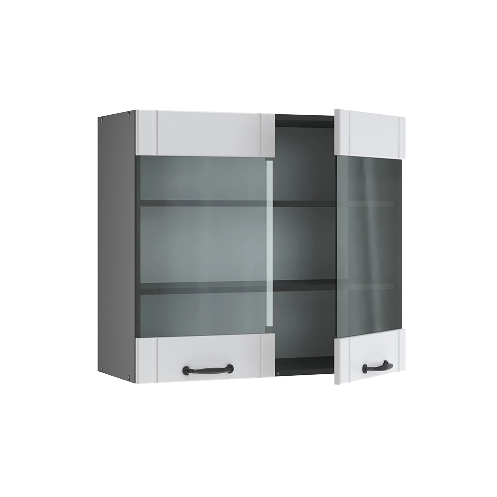 Vicco Mobile da cucina in vetro Bianco casa di campagna 80 cm