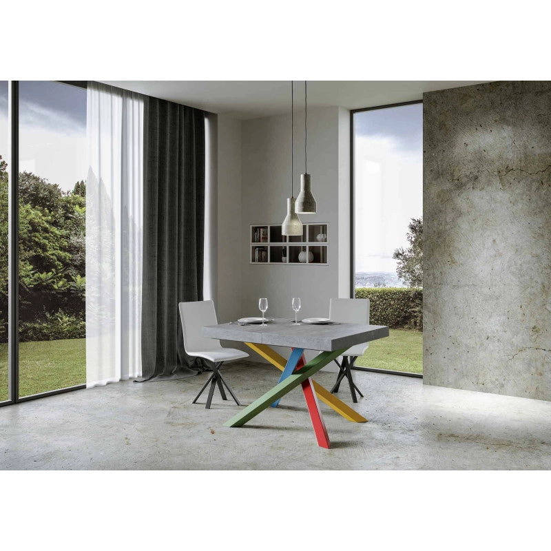 Tavolo allungabile 120/380x90 cm Volantis telaio Multicolore 4/B - Cemento