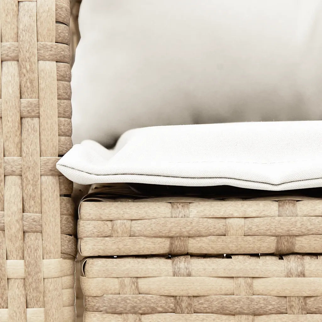vidaXL Sedia a Dondolo da Giardino con Cuscini in Polyrattan Beige