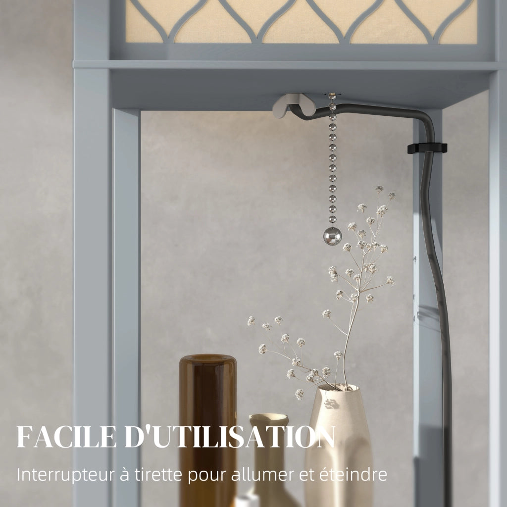 Lampadaire con scaffali 3 livelli ¨C zephmum ¨C grigio e bianco 26x26x160 cm