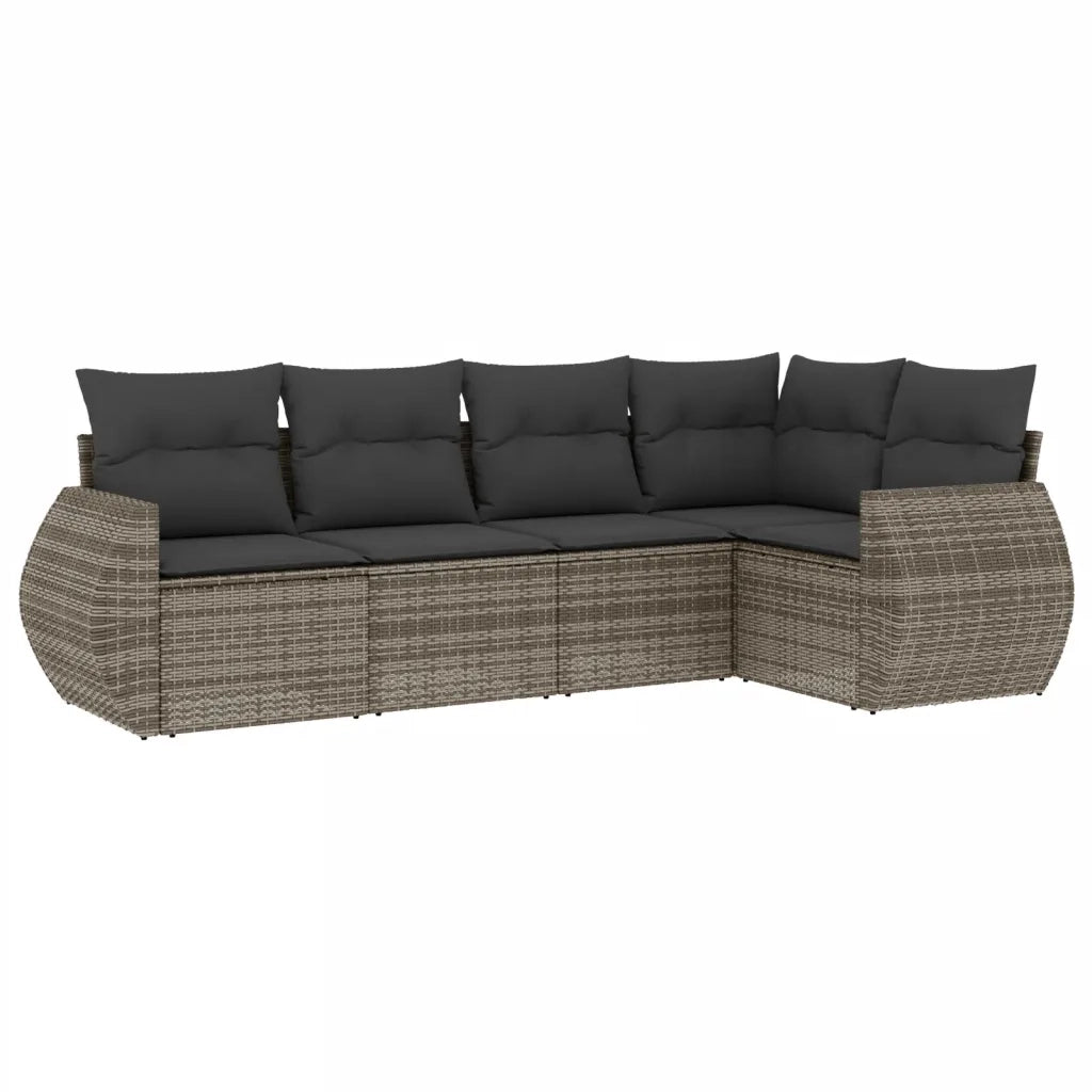 Set Divano da Giardino 5 pz con Cuscini Grigio in Polyrattan 3253667
