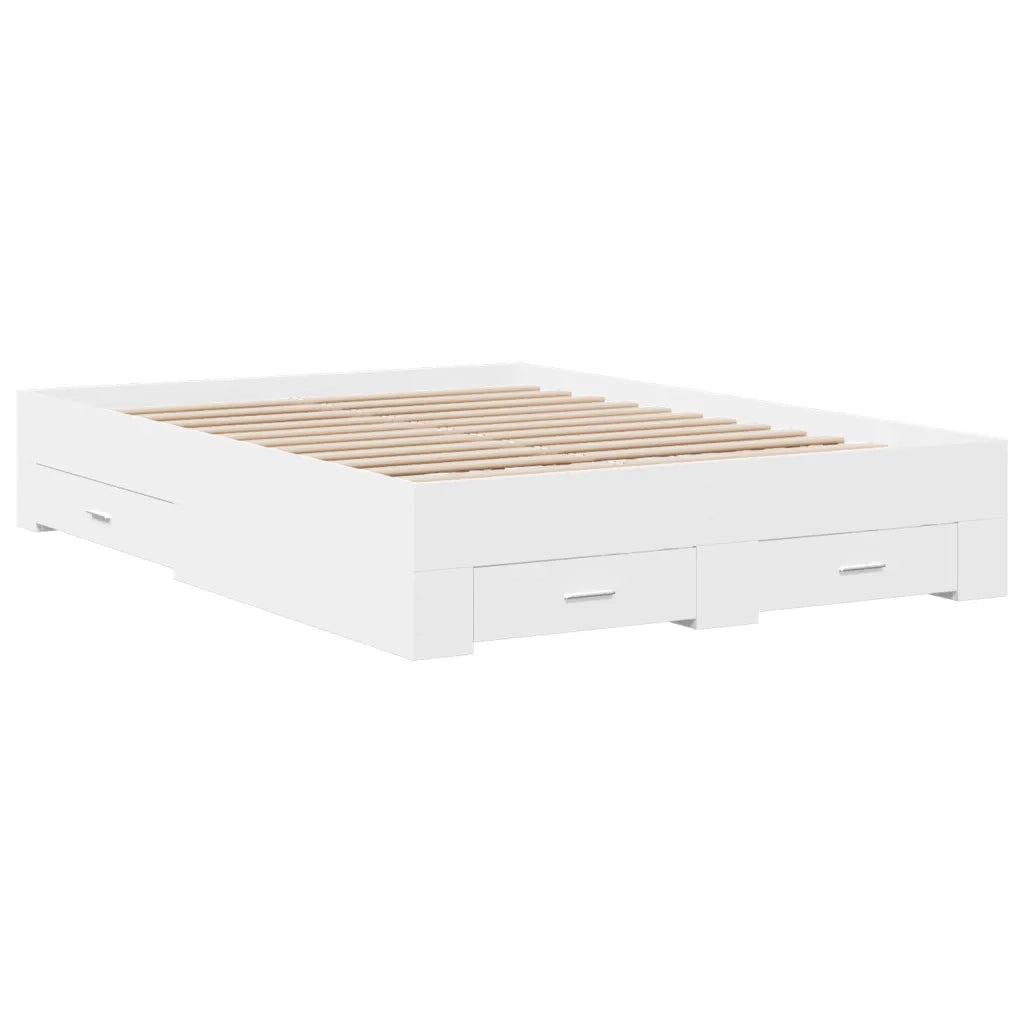 Giroletto con Cassetti Bianco 135x190 cm in Legno Multistrato