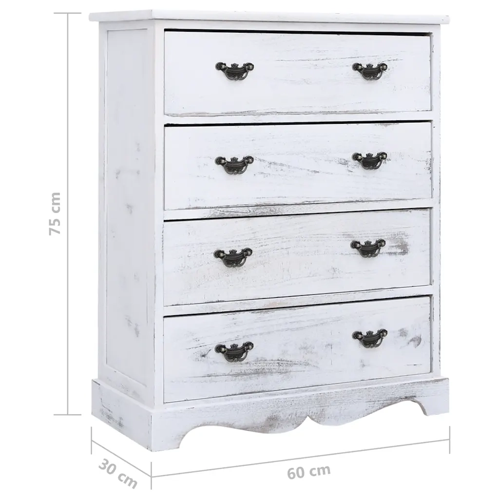 Cassettiera Bianca 60x30x75 cm in Legno CFW2955962