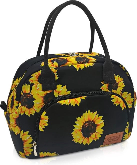 Portatile per donne, borsa pranzo, piccola valigetta aereodinamica, borsa isolante, termos per lavoro, tempo libero, picnic 10 litri, fiori di girasole