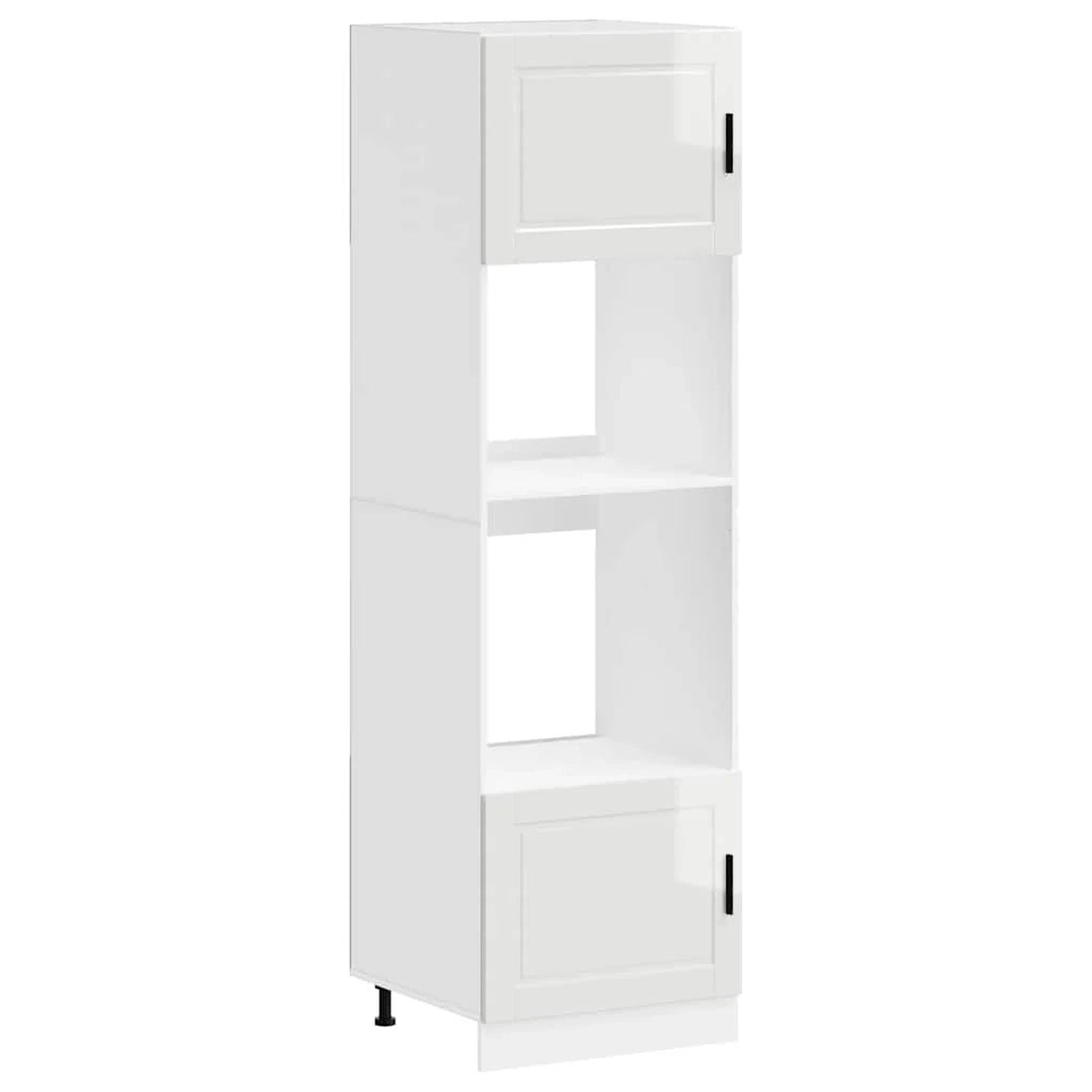 Set di 2 mobili forno di design salvaspazio 60 x 57 x 207 cm con piedini regolabili in legno ingegnerizzato bianco lucido 02_0055718