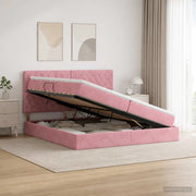 Letto con contenitore e materasso Rosa 200 x 200 cm Velluto 3459656