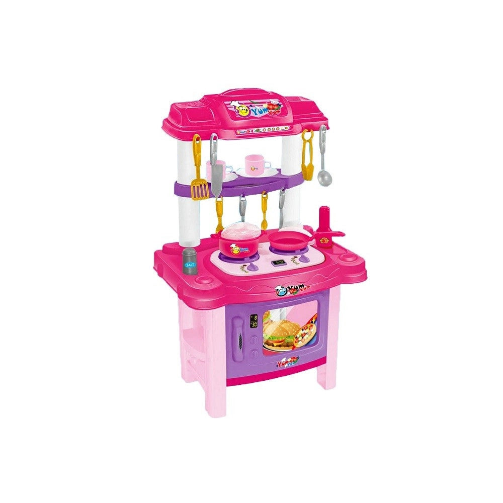 Trade Shop - Cucina Giocattolo Bambini 72cm 18 Accessori Maya Luci Suoni Forno Fornello -